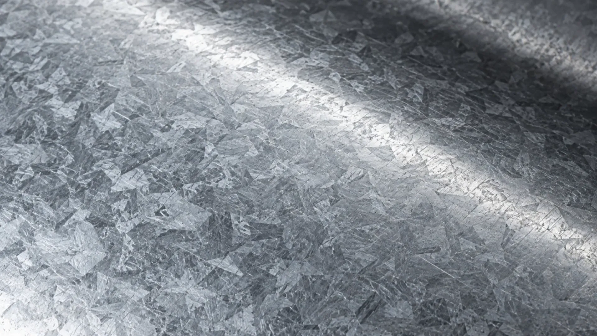Illustrative close detail of the crystal grain in galvanized steel